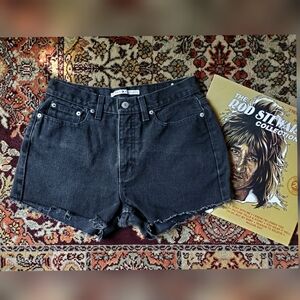Vintage 90s sz 28 Black Tommy Hilfiger High Waisted Cut off Denim Jean Shorts